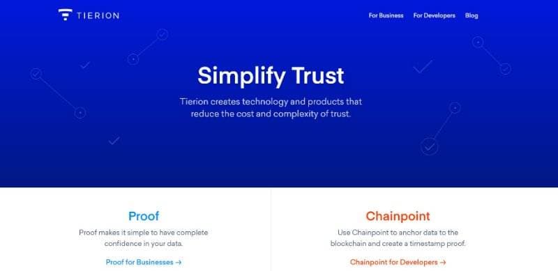 Tierion Webpage