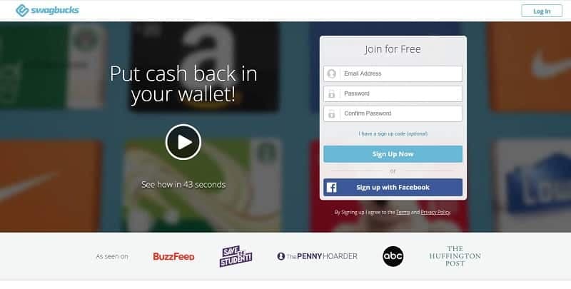 Swagbucks landing page