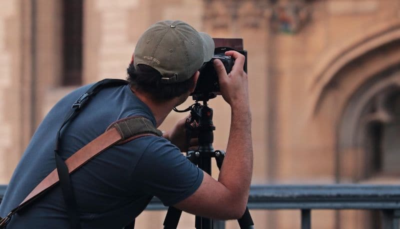 A photographer taking shots
