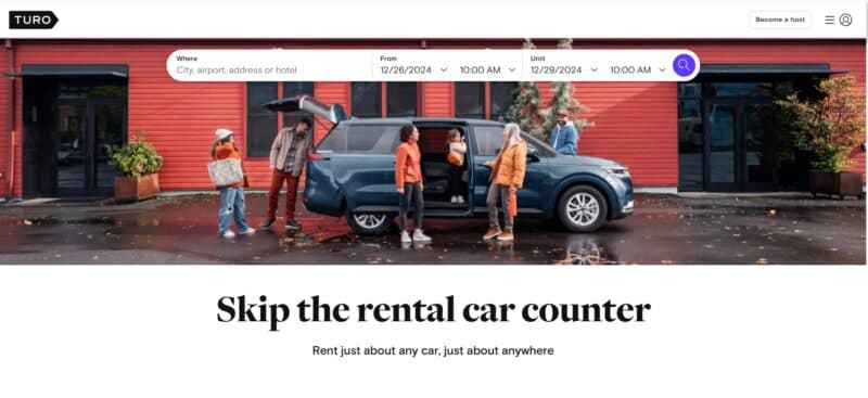 Turo Homepage